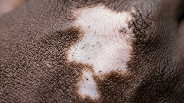 Close up detail of animal skin showing natural brown white pigmentation spots and texture pattern