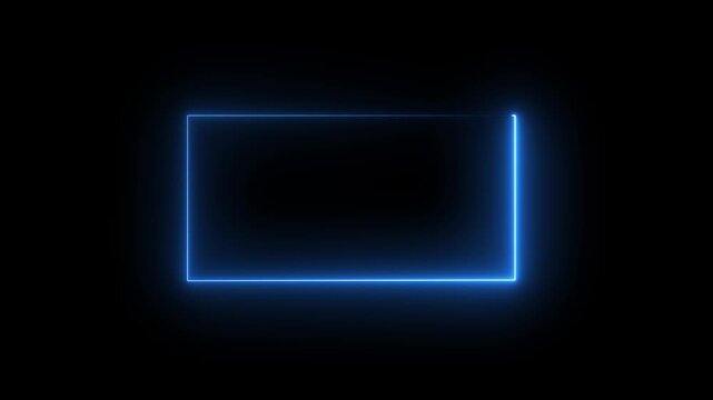 Animation of glowing neon rectangles abstract background. abstract glowing blue neon rectangle border frame. 