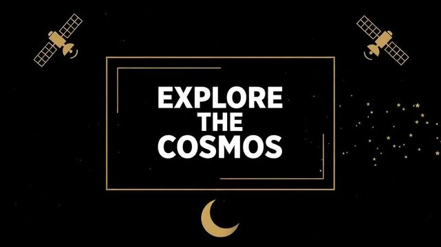 Animated Space Shuttle Flying Across Explore The Cosmos Text Graphic