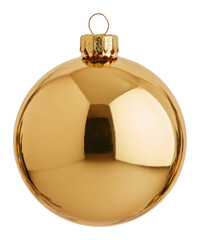Fototapeta premium PNG Golden Christmas bauble ornament isolated on white background
