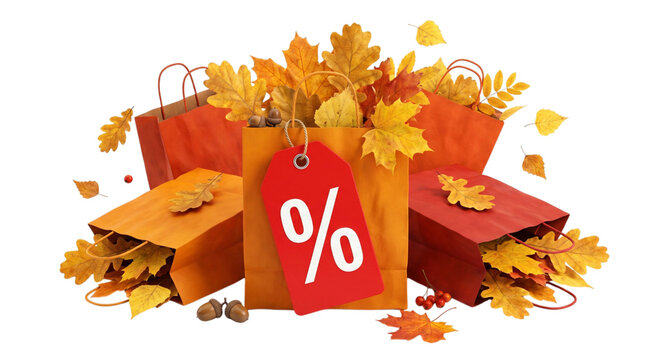 Black friday shopping spree autumn sales discount offers and festive isolated on transparent background