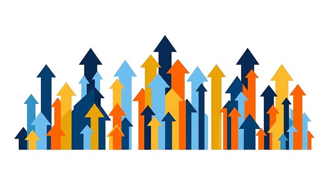 Abstract vector illustration of upward trending arrows symbolizing growth and success