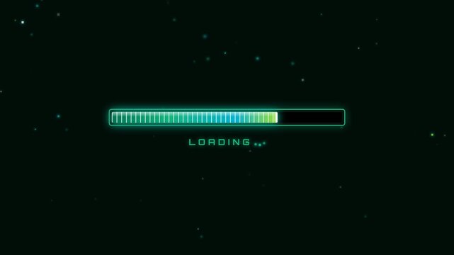 Premium 4K UI animation of a cybernetic shield progress bar featuring pure black empty tracks, bright green to cyan plasma gradients, static energy re.