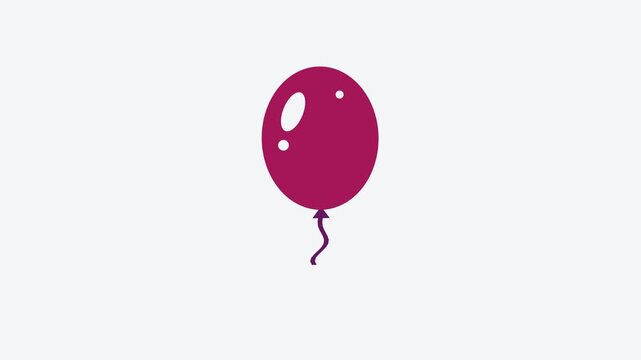 Animated flat balloon icon in a minimal vector style, purple and violet on a bright light background. Smooth 4K seamless loop with the symbol isolated in the centre of the frame, leaving room for text