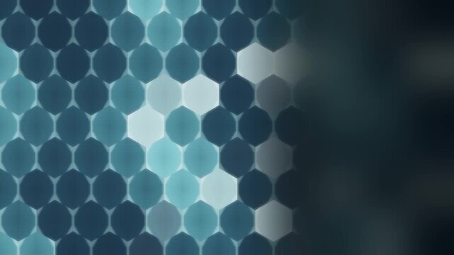 Glowing hexagon tech grid background with copy space for text seamless loop in cool cyan tones