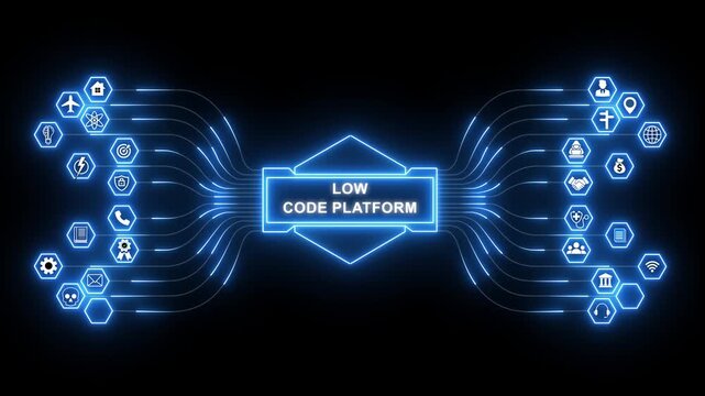 Low Code software development platform technology concept. for enterprise application automation and rapid digital transformation solutions for modern business environments