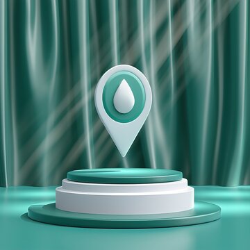 3D location pin with water drop