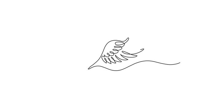 Single Continuous Line Drawing of Angel Wings Illustration, Minimalist Feathered Wings Symbol for Creative Art and Design Projects