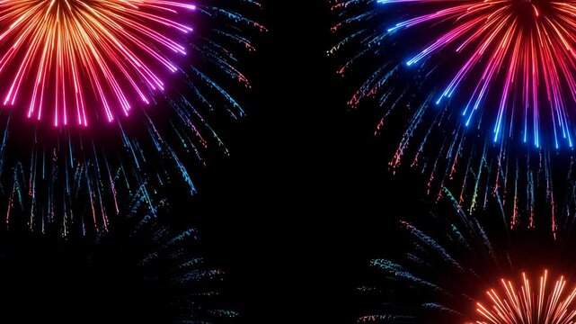  Colorful fireworks exploding softly at edges