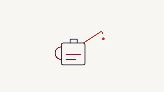 Animated flat oil can icon in a minimal vector style, red and crimson on a bright light background. Smooth 4K seamless loop with the symbol isolated in the centre of the frame, leaving room for text. 
