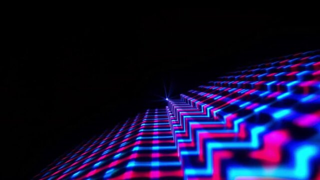 暗黒の真空空間にフォトニック結晶の光波面が展開する物理CG背景