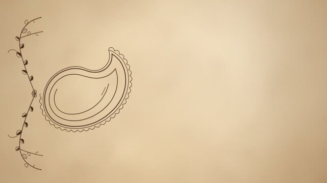 Henna Mehndi Paisley Design Drawing Itself Line by Line Animation