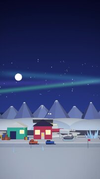 Arctic Research Station with Northern Lights Side Scrolling Loop