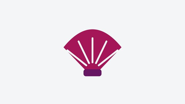 Animated flat seashell icon in a minimal vector style, purple and violet on a bright light background. Smooth 4K seamless loop with the symbol isolated in the centre of the frame, leaving room for tex
