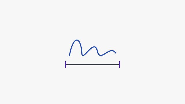 Animated flat signature line icon in a minimal vector style, blue and azure on a bright light background. Smooth 4K seamless loop with the symbol isolated in the centre of the frame, leaving room for 
