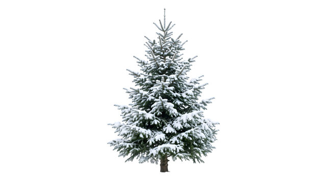 Snowy Christmas tree isolated on a isolated transparent background png