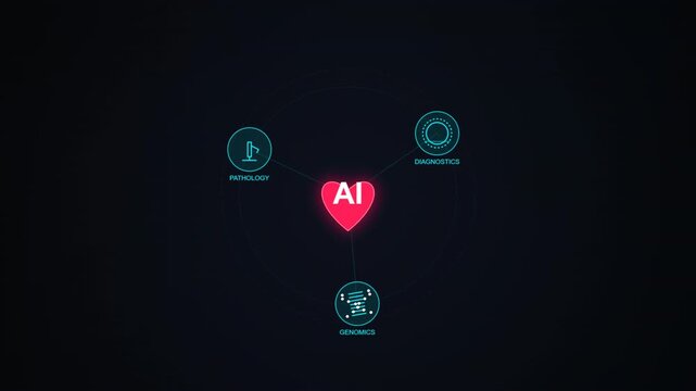 Abstract AI Network Connection Digital Technology Data Flow on Dark Background