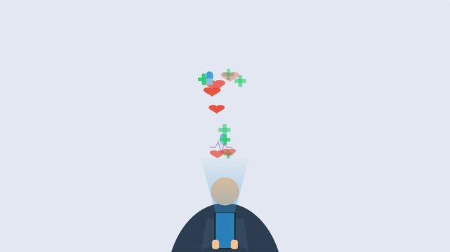 Animated Person Thinking Positive Thoughts Ideas and Emotions Concept