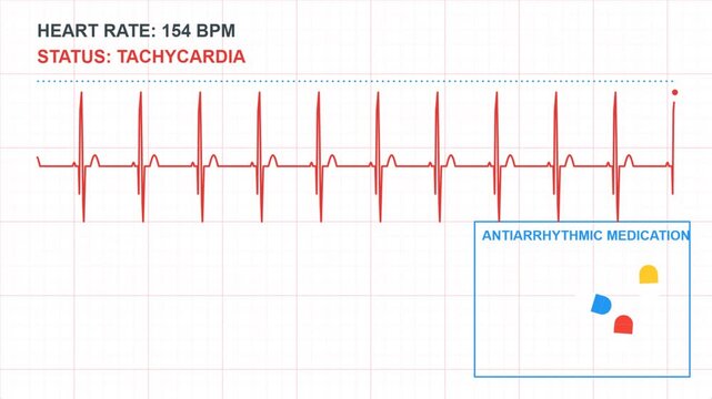 ECG Heartbeat Tachycardia Treatment Medical Animation Concept