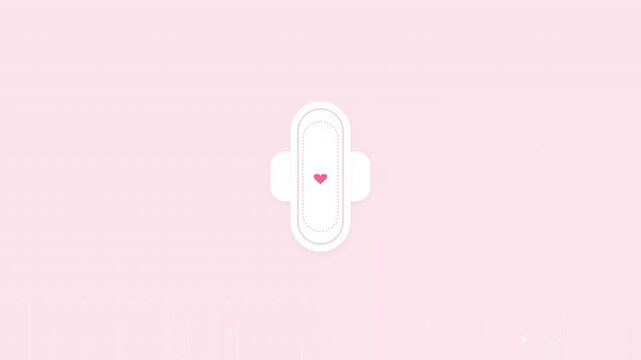Feminine Hygiene Pad with Heart Logo Animation Gentle Pink Background