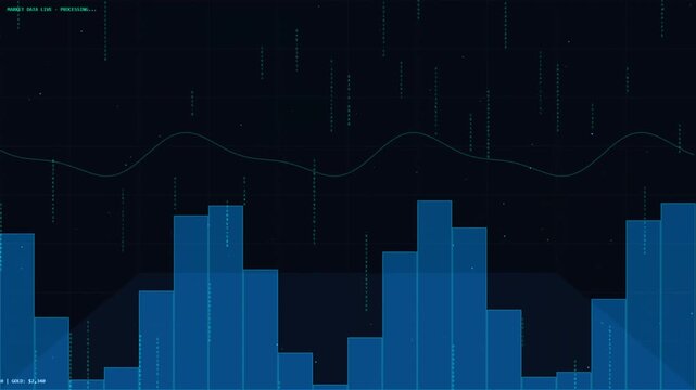 Abstract Blue Data Visualization Bar Chart Animation with Line Graph