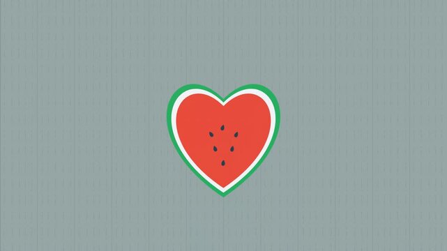 Heart shaped watermelon slice graphic animation loop pastel background