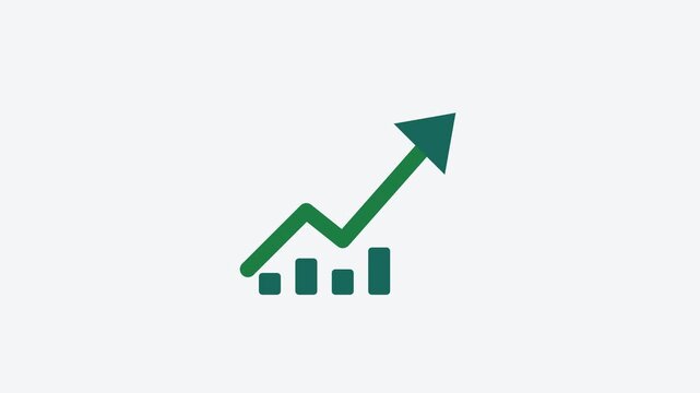 Animated flat trend arrow icon in a minimal vector style, teal and turquoise on a bright light background. Smooth 4K seamless loop with the symbol isolated in the centre of the frame, leaving room for