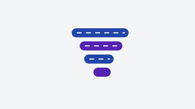 Seamless 4K looping animation of a flat tornado funnel icon in blue and azure, centred on a clean light background with plenty of copy space. Simple two tone vector shapes and smooth motion. Horizonta