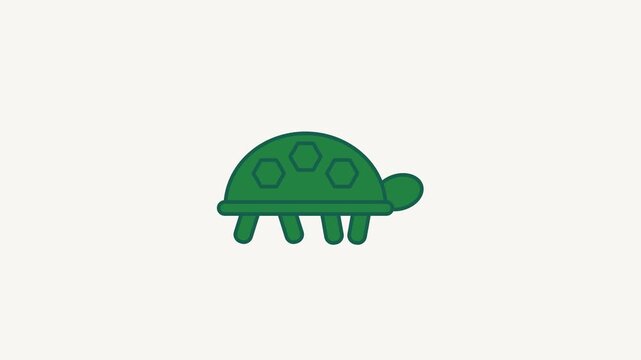 Seamless 4K looping animation of a flat turtle icon in fresh green, centred on a clean light background with plenty of copy space. Simple two tone vector shapes and smooth motion. Horizontal 16:9 wide