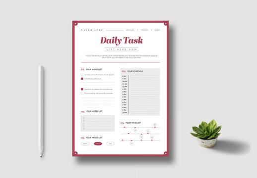 Daily Task Planner Template Layout
