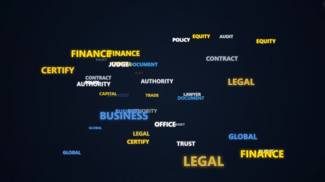 Abstract Legal and Business Terms Montage Finance Law Contract Trust