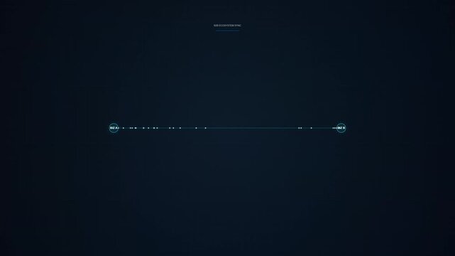 Abstract glowing line element with data points emerging on dark background