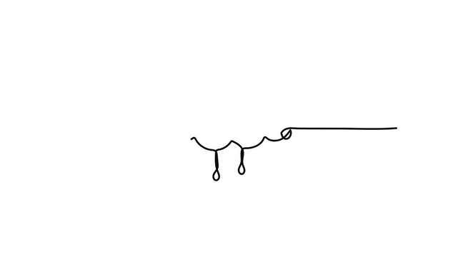 Continuous One Line Drawing Animation of Rain Cloud with Water Droplets, Minimalist Rainy Weather Outline Motion Graphic on White Background