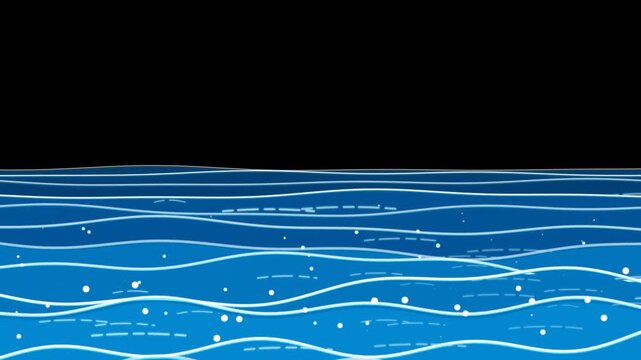 cartoon ocean water waves surface 2d animation seamless loop background