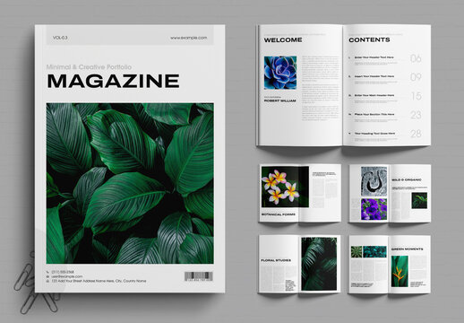 Minimal Botanical Magazine Layout Template