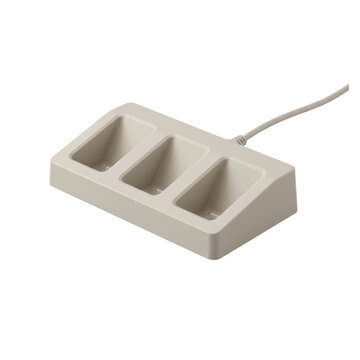 Simple white plastic holder with three compartments and a string attachment isolated on transparent background