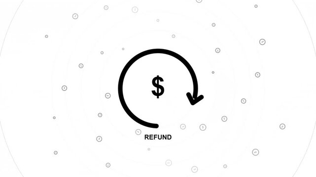 Animated Dollar Coin Refund Icon with Circular Arrow and Particles