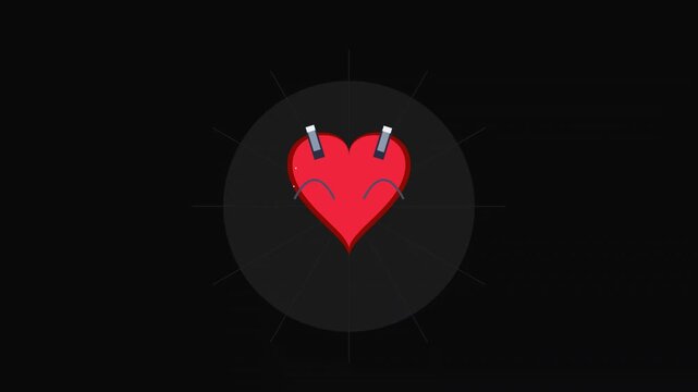 Animated Broken Heart with Stitches Symbol of Healing and Resilience
