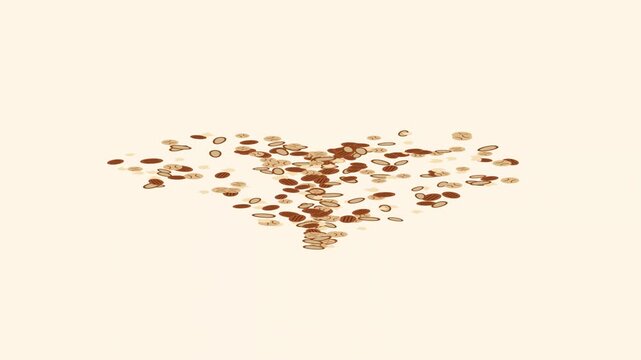Animated Coffee Beans Forming Heart Shape Abstract Background