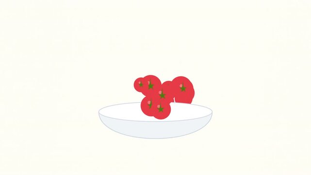 Animated berries in bowl simple flat design seamless loop animation