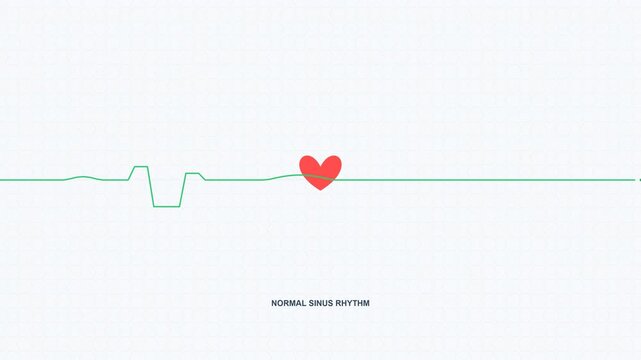 Animated Heartbeat EKG Line Graphic with Red Heart Icon Medical Health Concept
