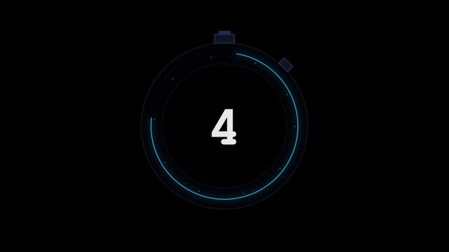 Digital countdown timer number nine with futuristic blue HUD circle interface isolated on black background