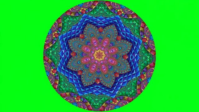 Rotating kaleidoscope mandala, psychedelic pattern VFX overlay, 4K stock video