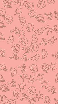 Pink background with school supplies art equipment doodle pattern. Ideal for educational designs, stationery, science projects, and creative materials.