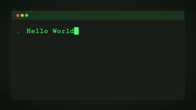 Hello World Typing Animation in Terminal Window