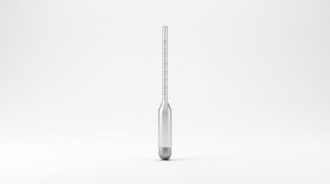 Glass hydrometer with weighted bulb in 3D style on white background
 