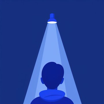 Man standing under bright spotlight