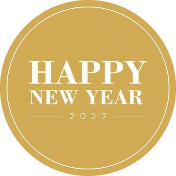 Bola de adesivo Feliz Ano Novo 2027 fundo transparente
