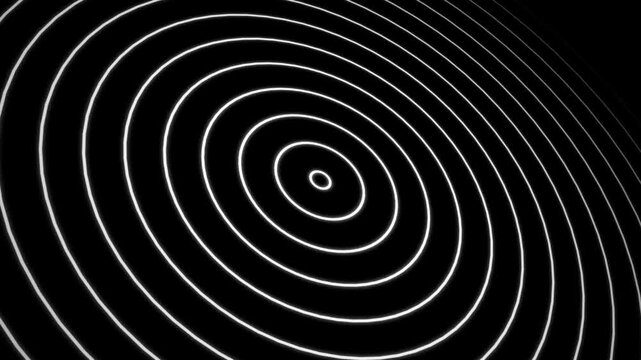 White radio waves signal animation on black background. Abstract white radio waves transmission signal animation on dark background.