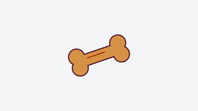 Animated flat dog bone icon in a minimal vector style, orange and amber on a bright light background. Smooth 4K seamless loop with the symbol isolated in the centre of the frame, leaving room for text